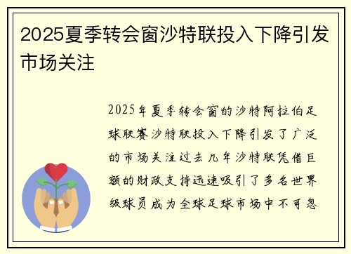 2025夏季转会窗沙特联投入下降引发市场关注 2025夏季转会窗沙特联投入下降引发市场关注